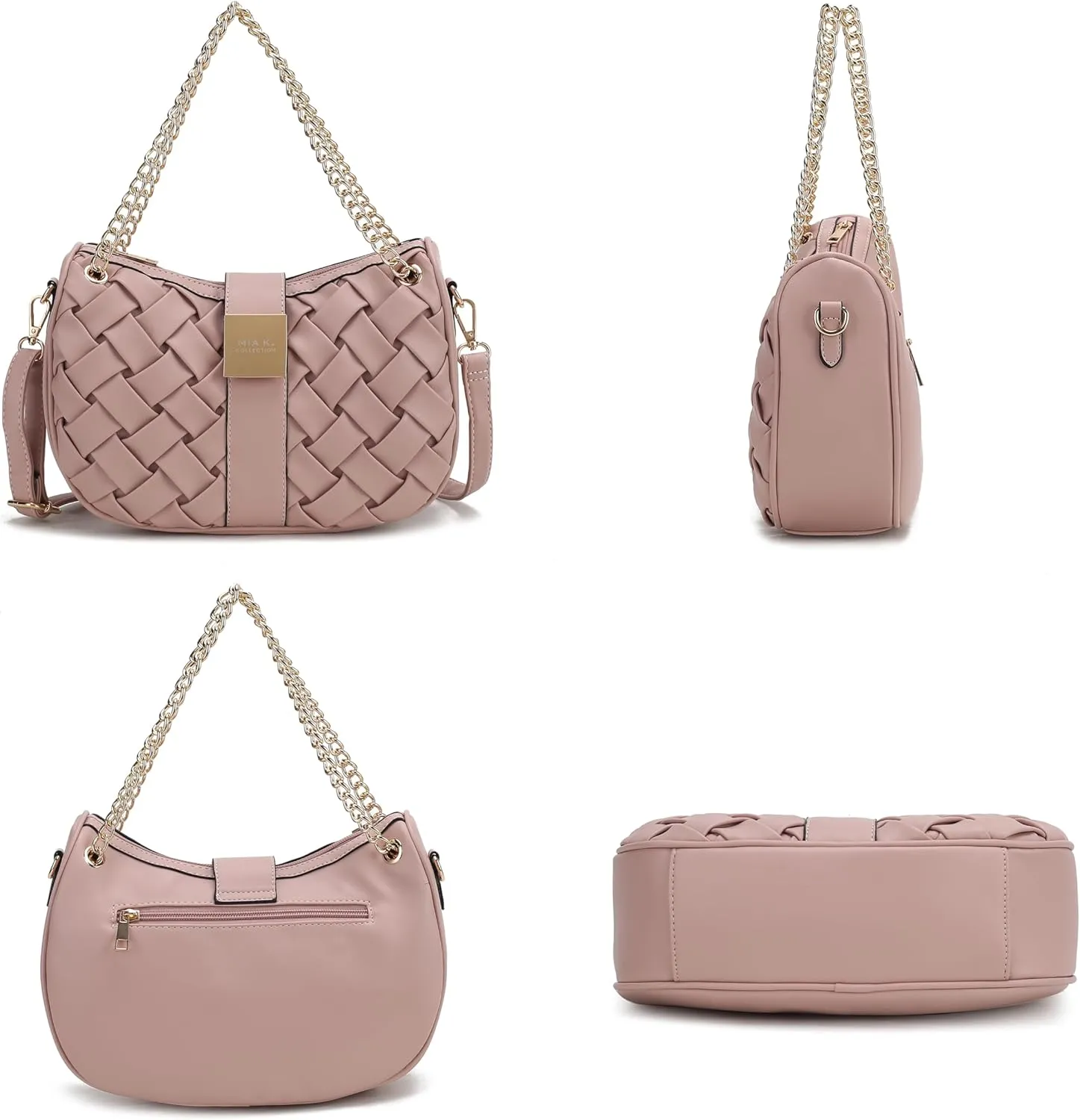 MKF Collection Women Shoulder Bag, Braided Chain Vegan Leather Crossbody bag handbag Purse By Mia K
