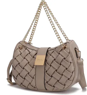 MKF Collection Women Shoulder Bag, Braided Chain Vegan Leather Crossbody bag handbag Purse By Mia K