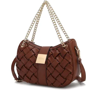MKF Collection Women Shoulder Bag, Braided Chain Vegan Leather Crossbody bag handbag Purse By Mia K