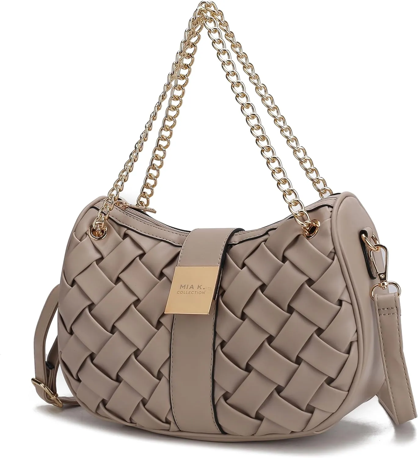 MKF Collection Women Shoulder Bag, Braided Chain Vegan Leather Crossbody bag handbag Purse By Mia K