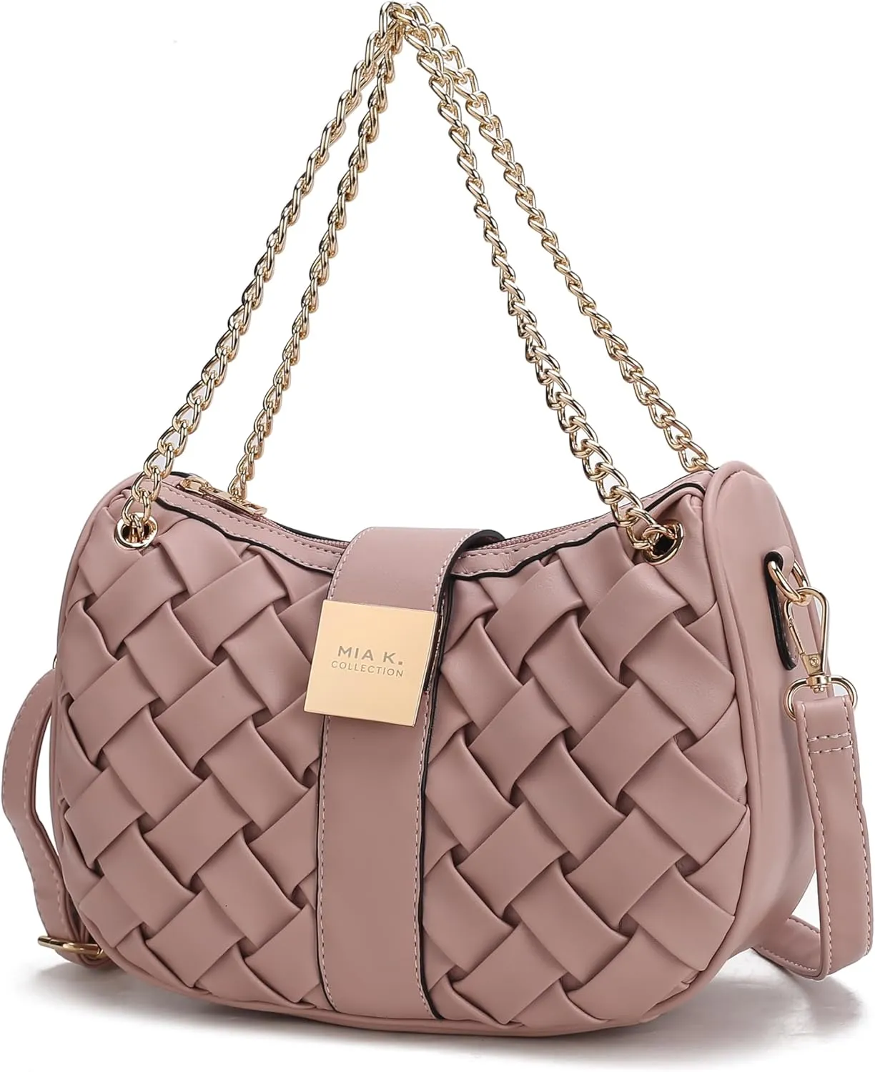 MKF Collection Women Shoulder Bag, Braided Chain Vegan Leather Crossbody bag handbag Purse By Mia K