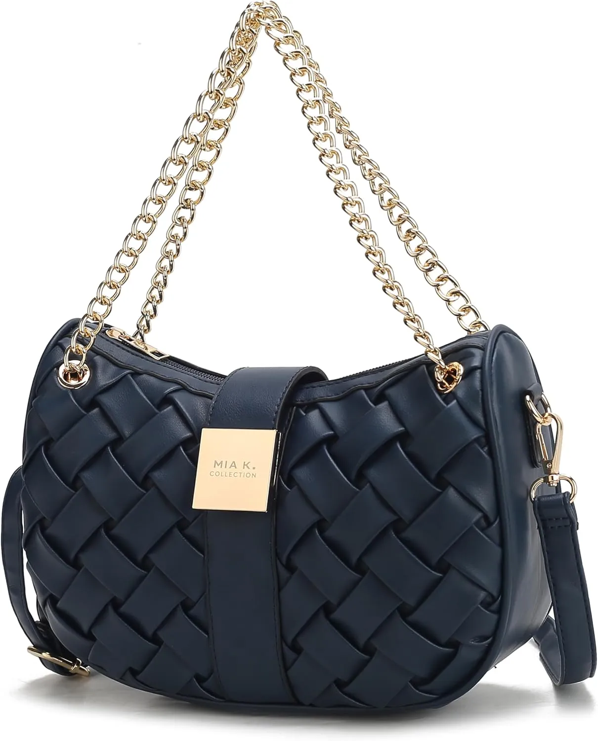 MKF Collection Women Shoulder Bag, Braided Chain Vegan Leather Crossbody bag handbag Purse By Mia K