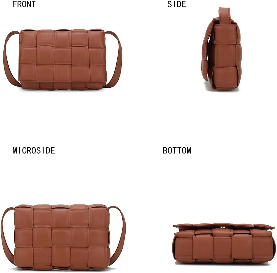 MKF Collection Woven Crossbody bag for women, Vegan Leather Designer Braided Shoulder bag messenger Purse