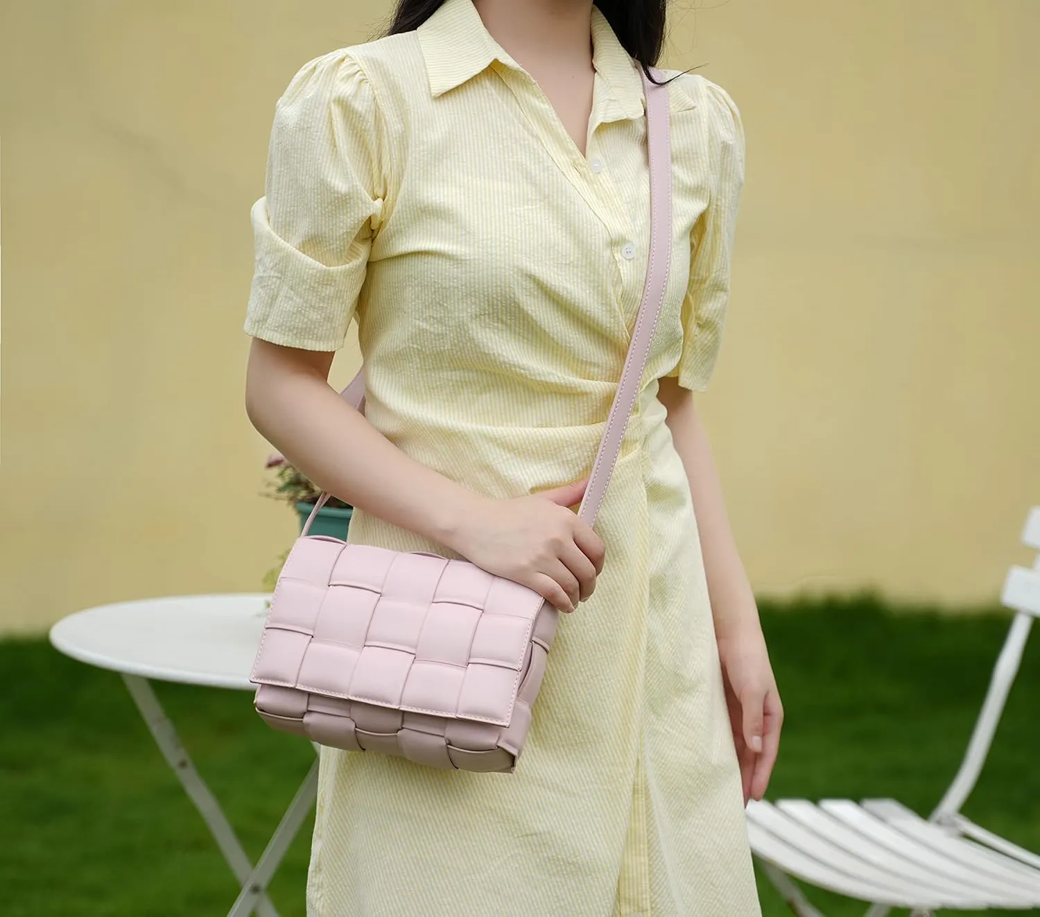 MKF Collection Woven Crossbody bag for women, Vegan Leather Designer Braided Shoulder bag messenger Purse