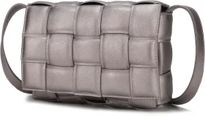 MKF Collection Woven Crossbody bag for women, Vegan Leather Designer Braided Shoulder bag messenger Purse