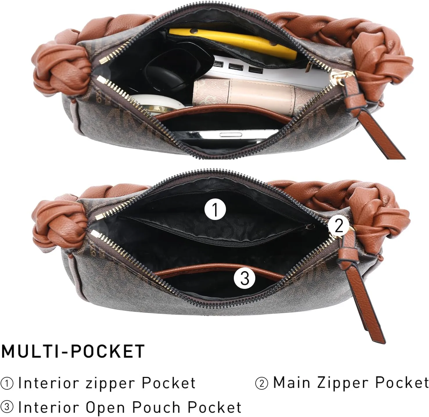 MKP Hobo Bags for Women Braided Top Handle Tote Handbag Shoulder Bag Ladies Trendy Designer Clutch Purse with Zipper Closure