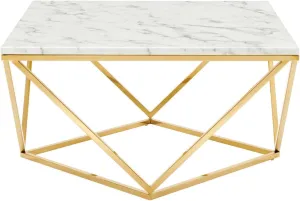 Modway EEI-4207-GLD-WHI Vertex Gold Metal Stainless Steel Coffee Table, Gold White