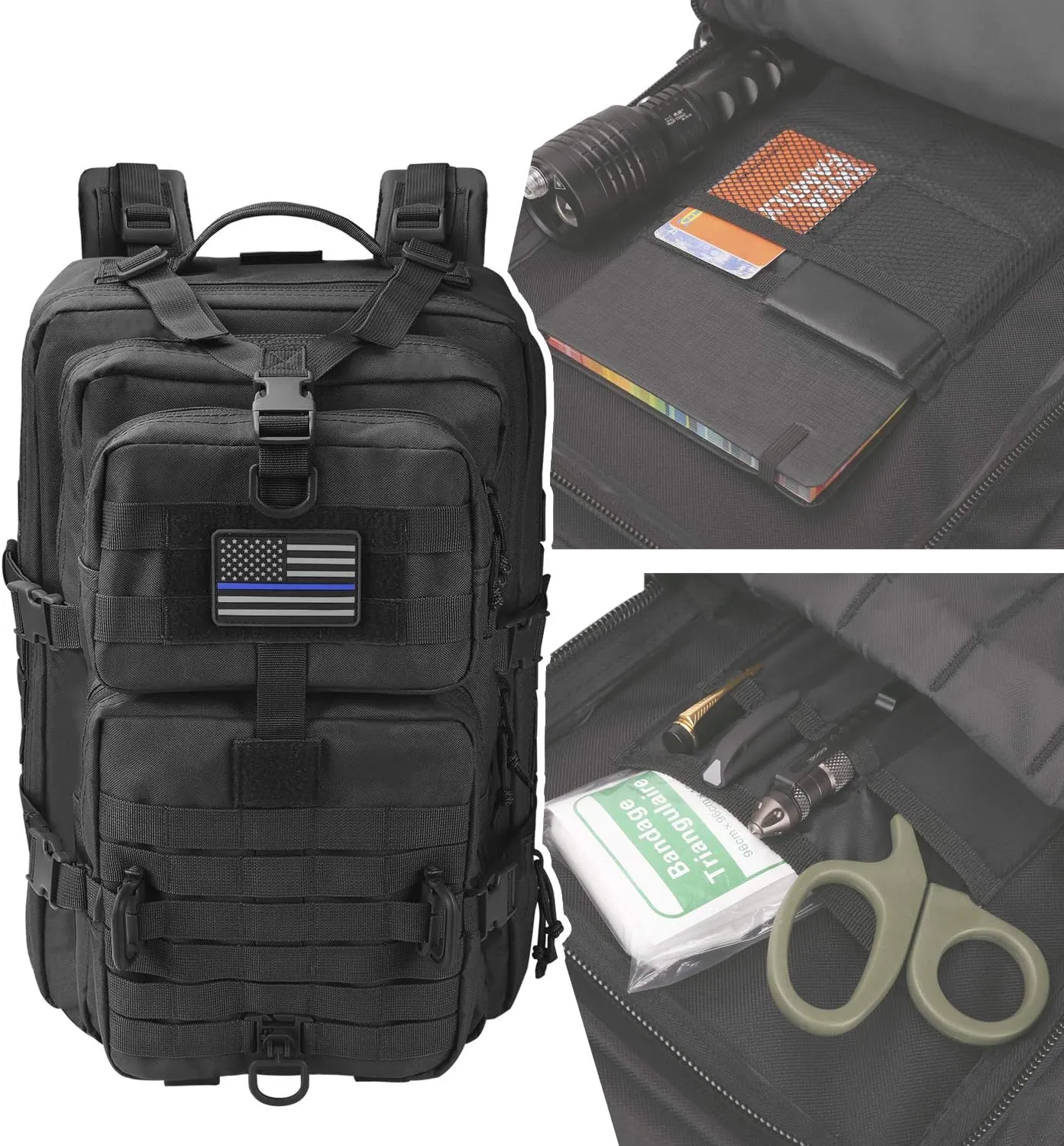 MOLLE Assault Pack, Tactical Backpack Military Army Camping Rucksack, 3-Day Pack