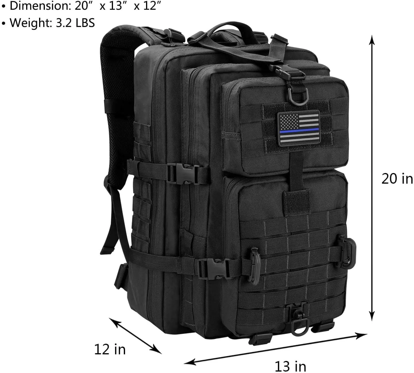 MOLLE Assault Pack, Tactical Backpack Military Army Camping Rucksack, 3-Day Pack