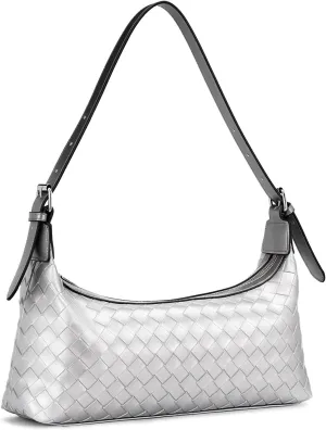 molshine Women's Hobo Shoulder Bags, PU Leather Woven Tote Handbag, Underarm Braided Evening Clutch Purse