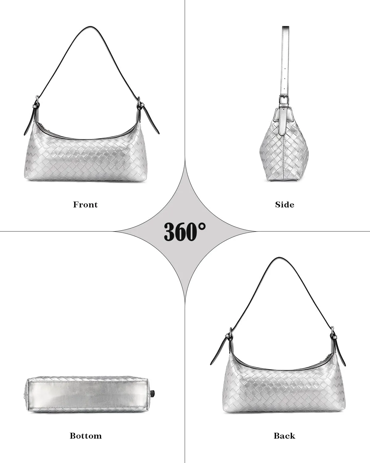 molshine Women's Hobo Shoulder Bags, PU Leather Woven Tote Handbag, Underarm Braided Evening Clutch Purse