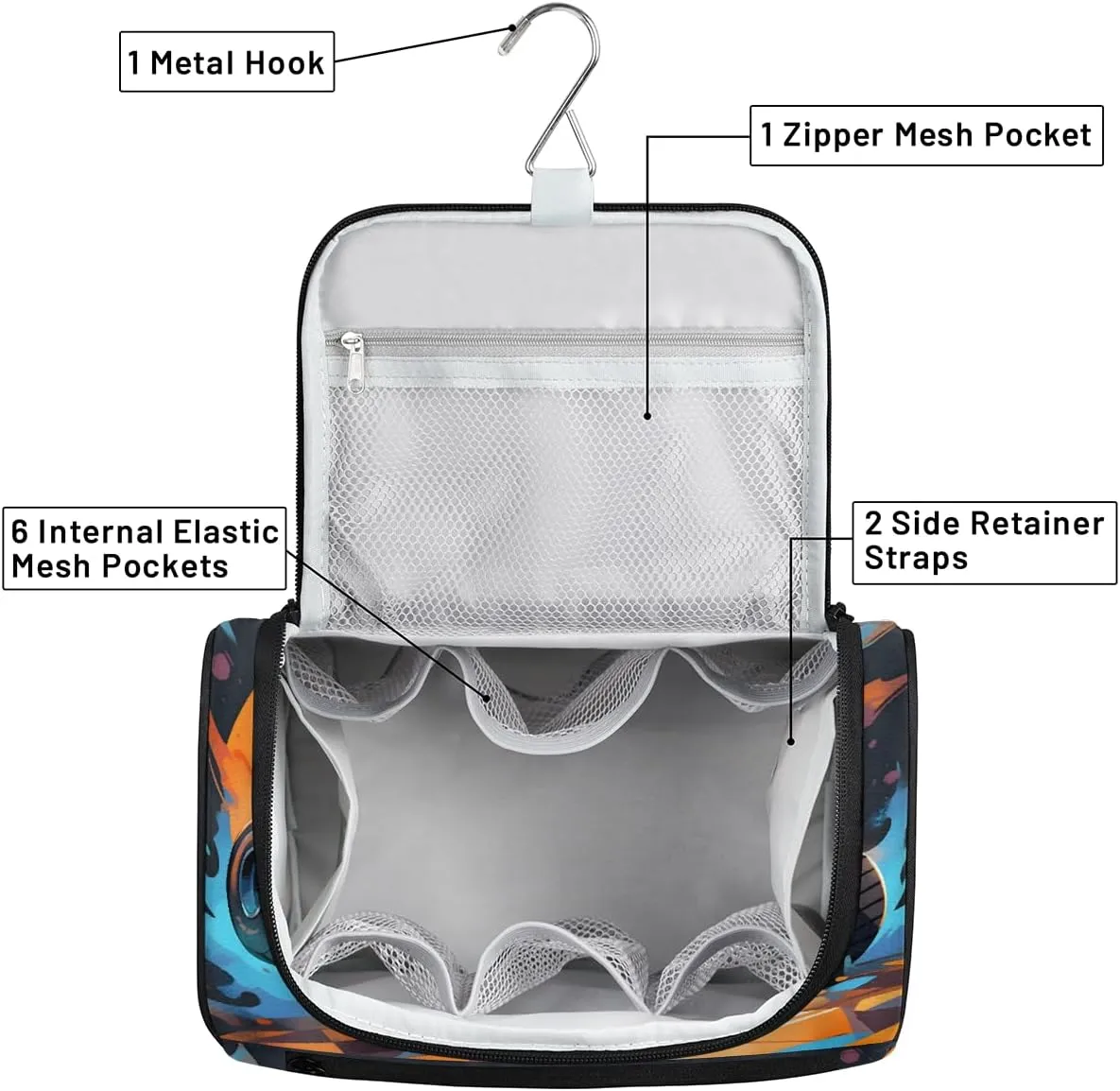 Monster Truck Travel Toiletry Bag for Men and Women, Large Hanging Makeup Bag Organizer Toiletries Bag for Travel, Cosmetic Bag with Handle
