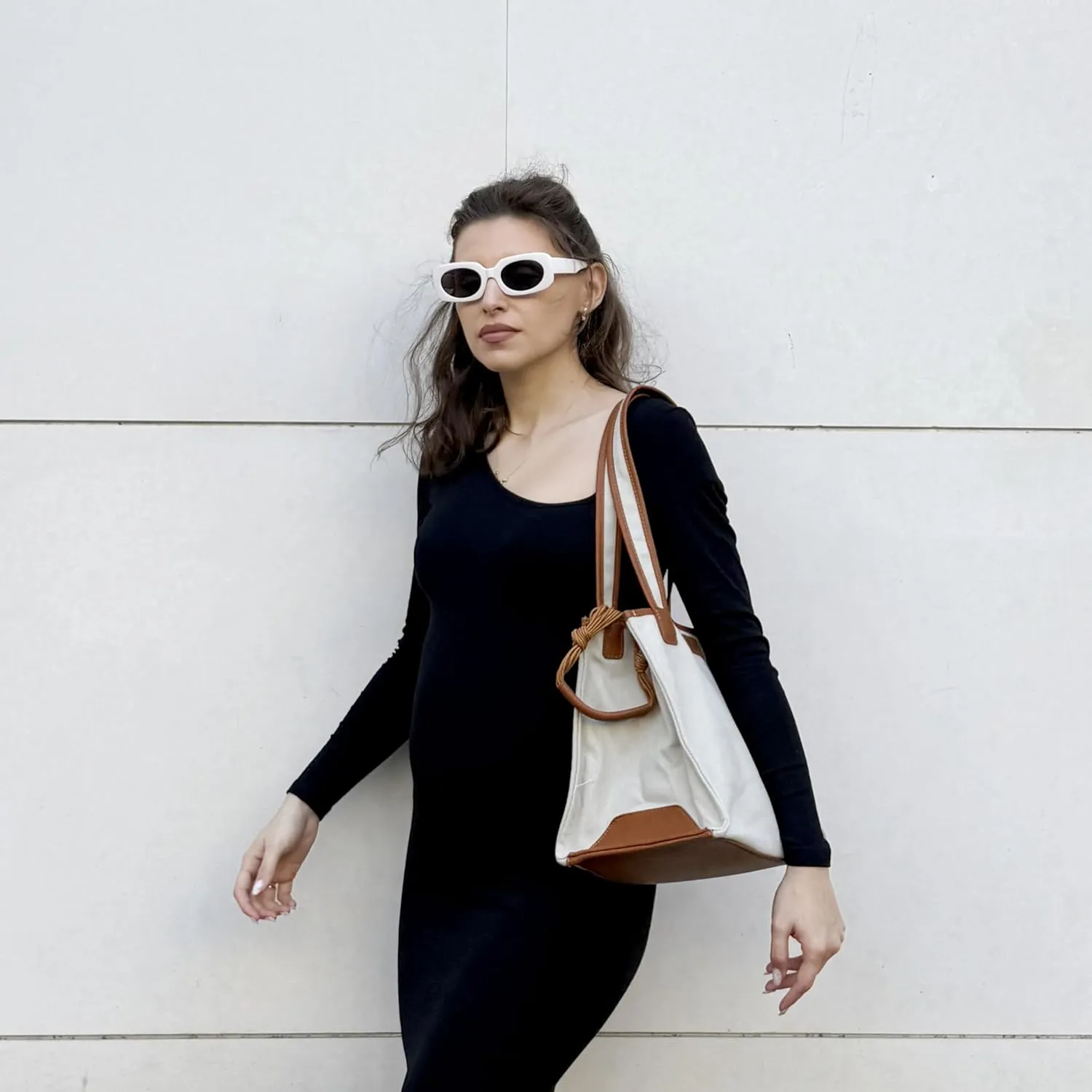 Montana West x Lee Canvas Tote Bag for Women Square Shoulder Handbag with Multiple Pockets for Work