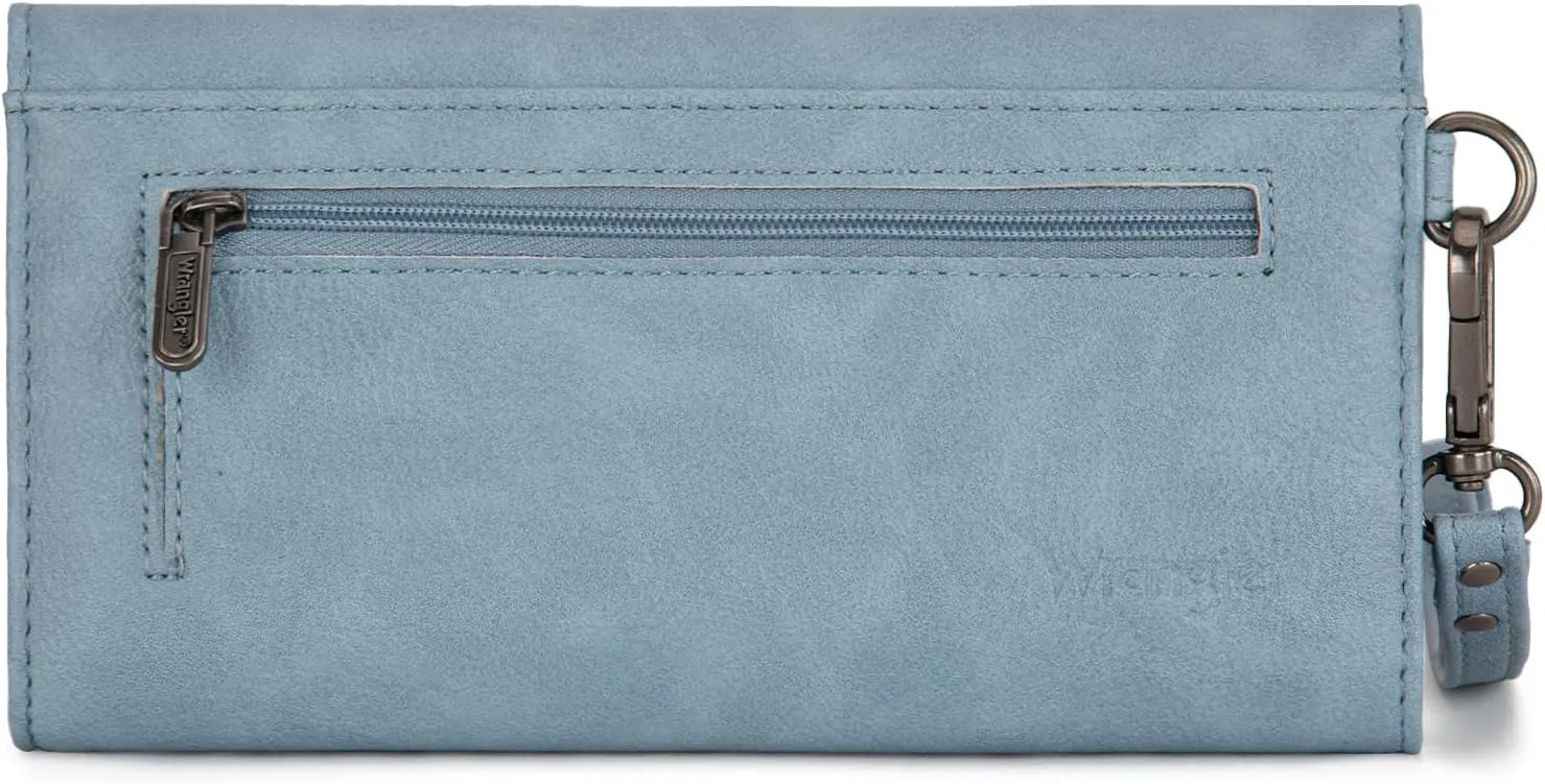 Montana West x Wrangler Wallet Women Trifold RFID Wristlet Wallet for Women Clutch Purse with Card Holder