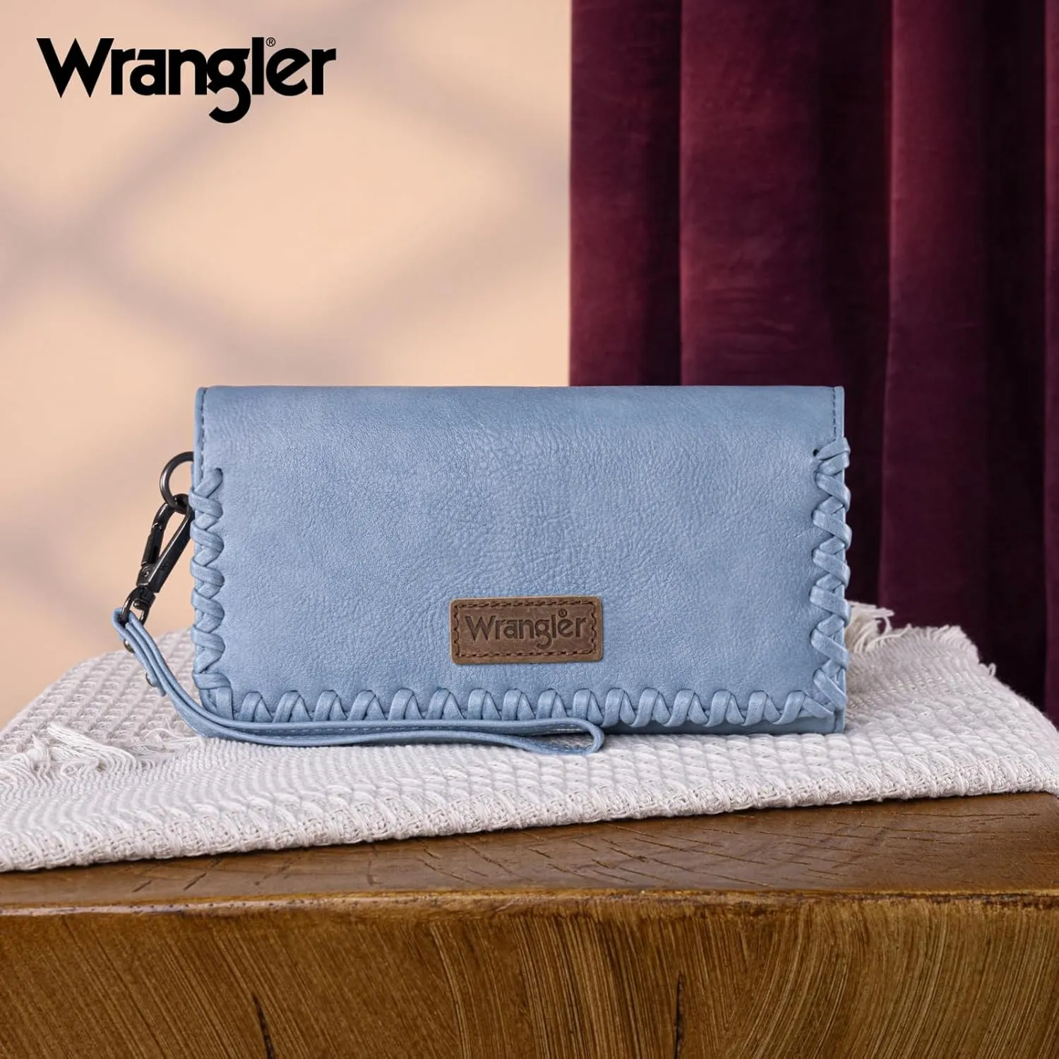Montana West x Wrangler Wallet Women Trifold RFID Wristlet Wallet for Women Clutch Purse with Card Holder