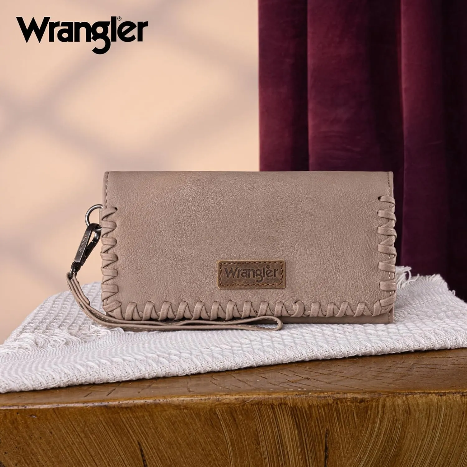 Montana West x Wrangler Wallet Women Trifold RFID Wristlet Wallet for Women Clutch Purse with Card Holder