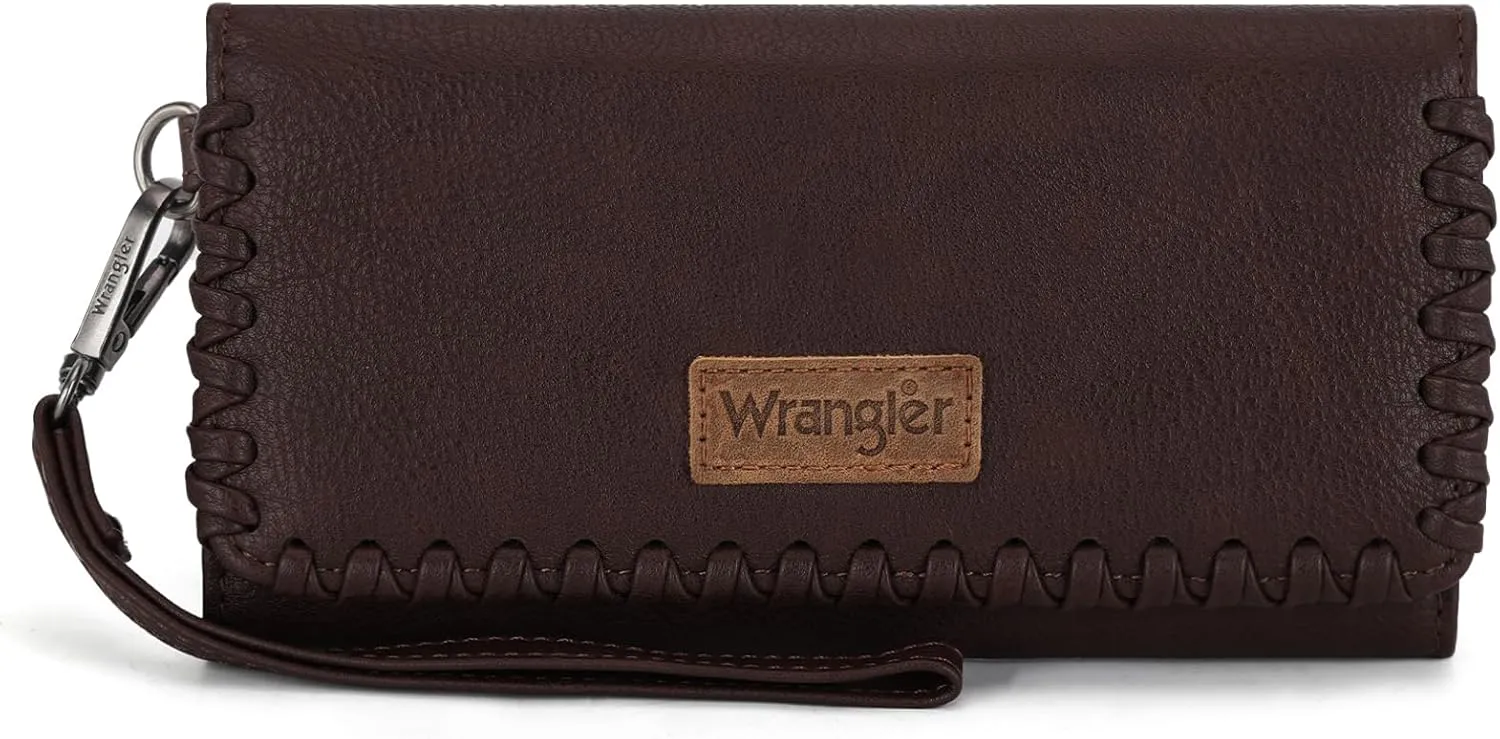Montana West x Wrangler Wallet Women Trifold RFID Wristlet Wallet for Women Clutch Purse with Card Holder
