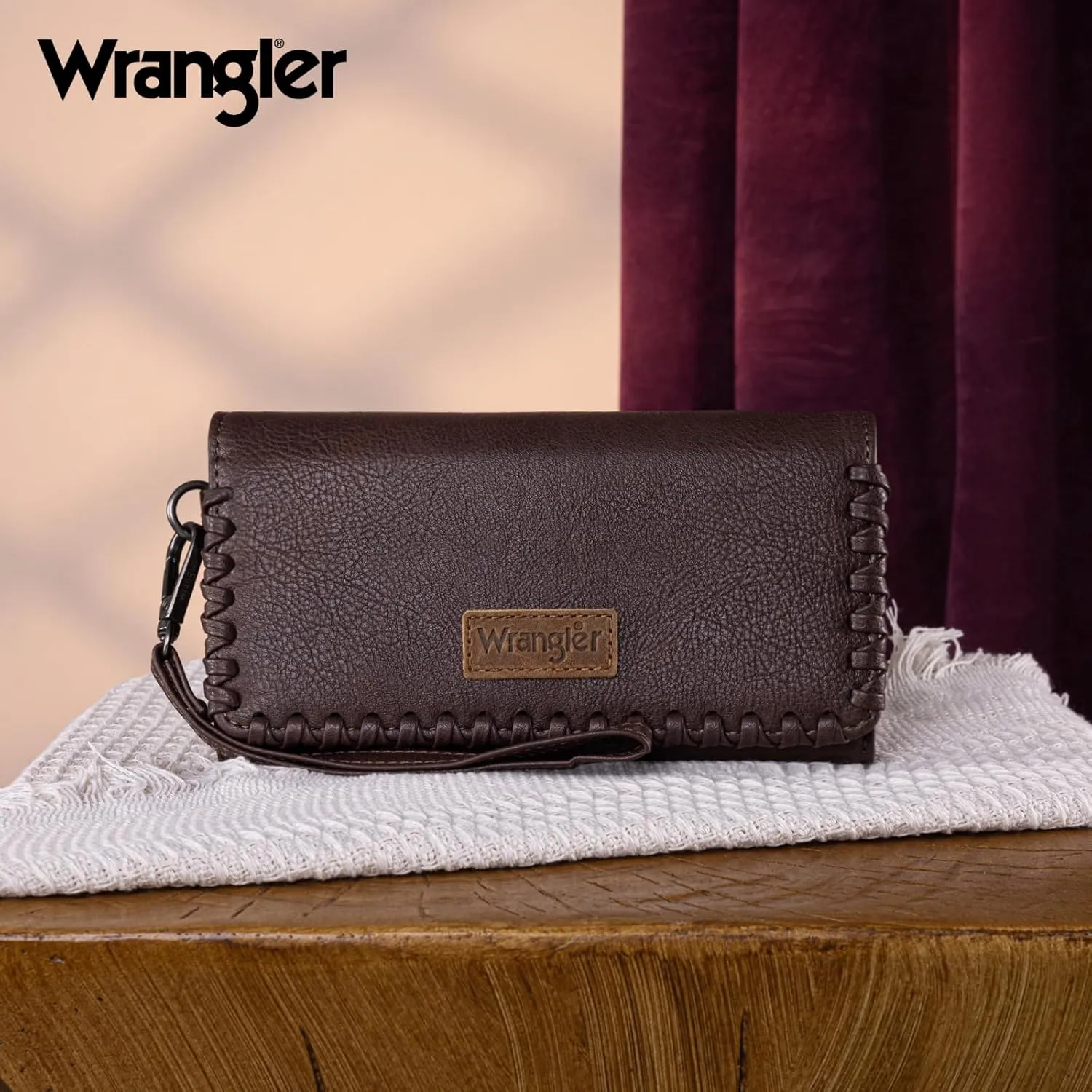 Montana West x Wrangler Wallet Women Trifold RFID Wristlet Wallet for Women Clutch Purse with Card Holder