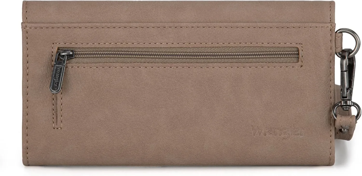 Montana West x Wrangler Wallet Women Trifold RFID Wristlet Wallet for Women Clutch Purse with Card Holder