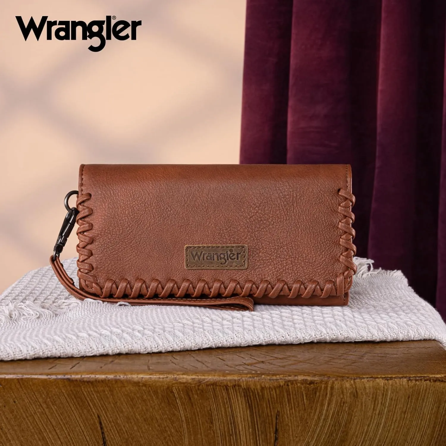 Montana West x Wrangler Wallet Women Trifold RFID Wristlet Wallet for Women Clutch Purse with Card Holder