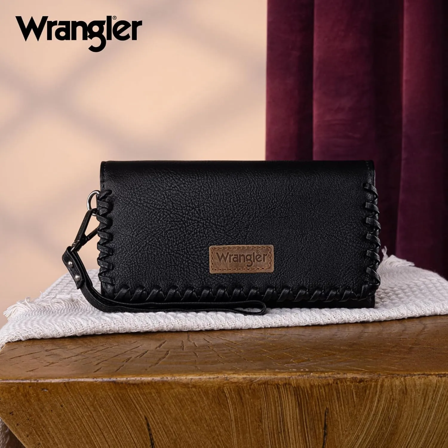 Montana West x Wrangler Wallet Women Trifold RFID Wristlet Wallet for Women Clutch Purse with Card Holder