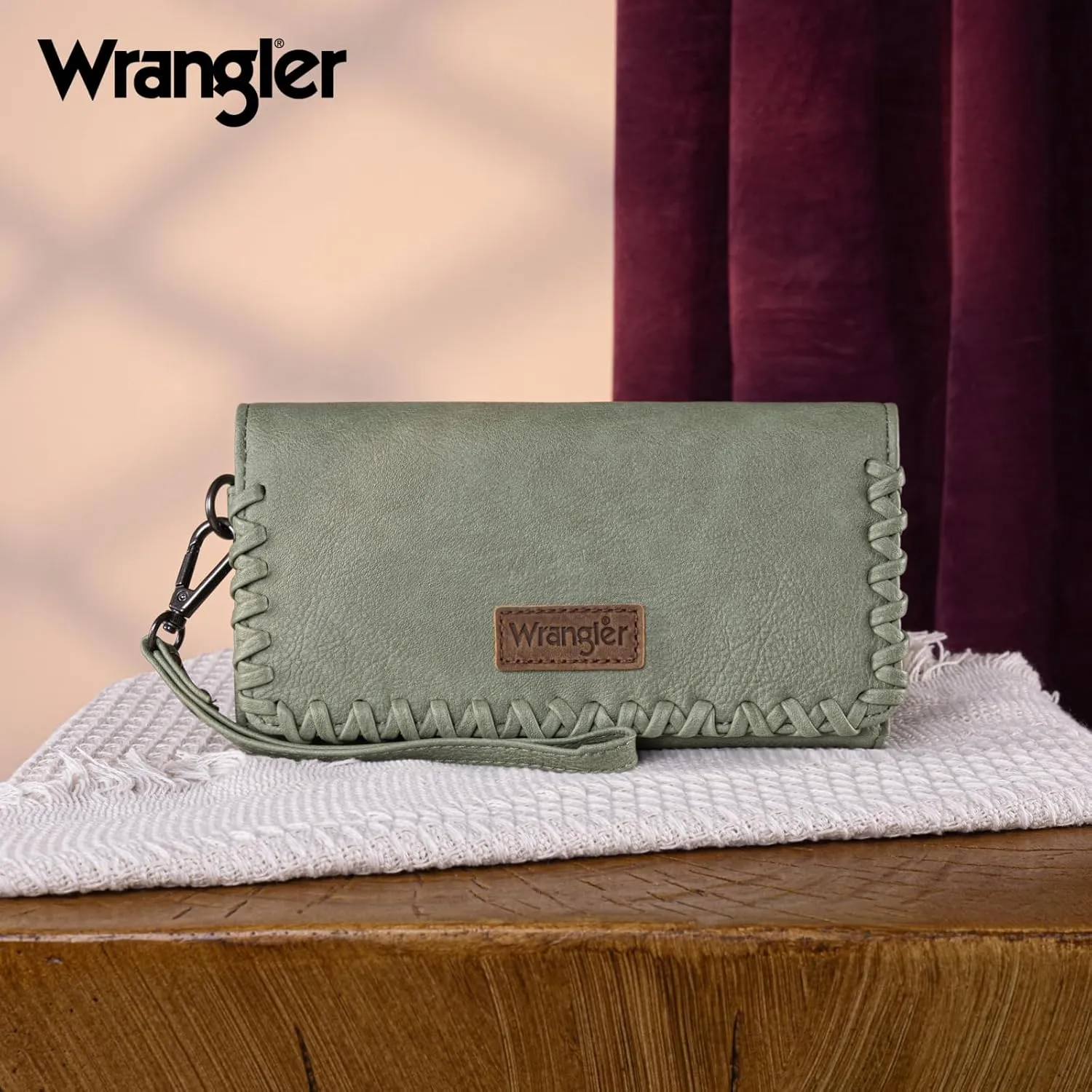 Montana West x Wrangler Wallet Women Trifold RFID Wristlet Wallet for Women Clutch Purse with Card Holder