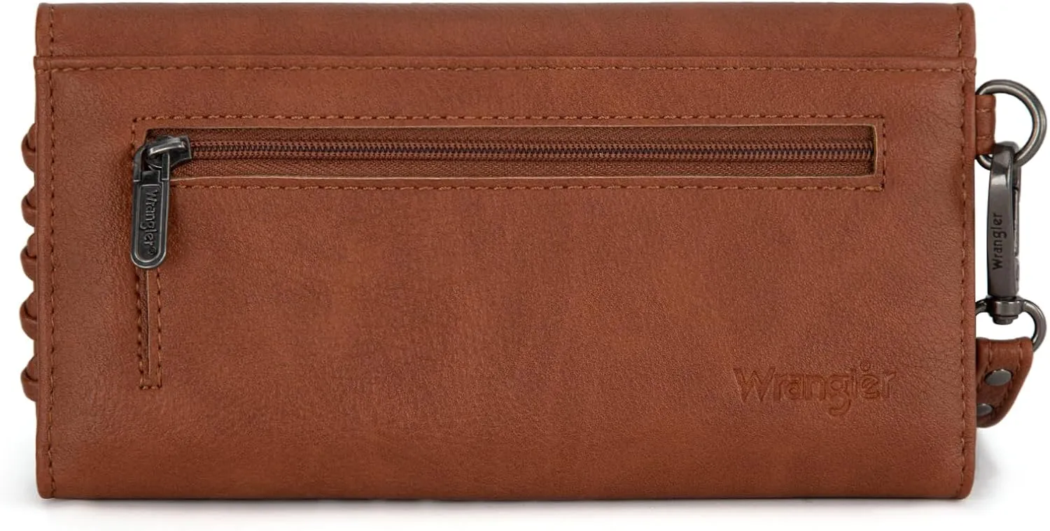 Montana West x Wrangler Wallet Women Trifold RFID Wristlet Wallet for Women Clutch Purse with Card Holder