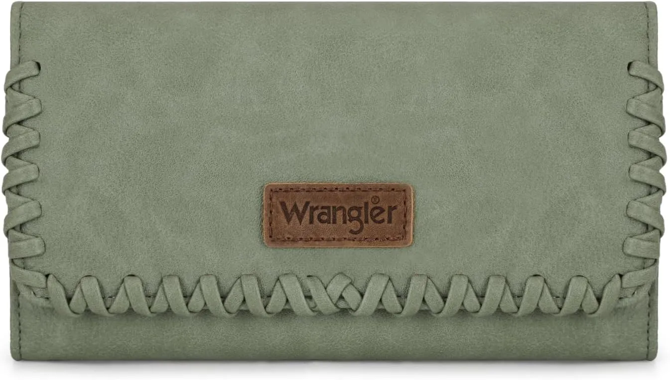Montana West x Wrangler Wallet Women Trifold RFID Wristlet Wallet for Women Clutch Purse with Card Holder