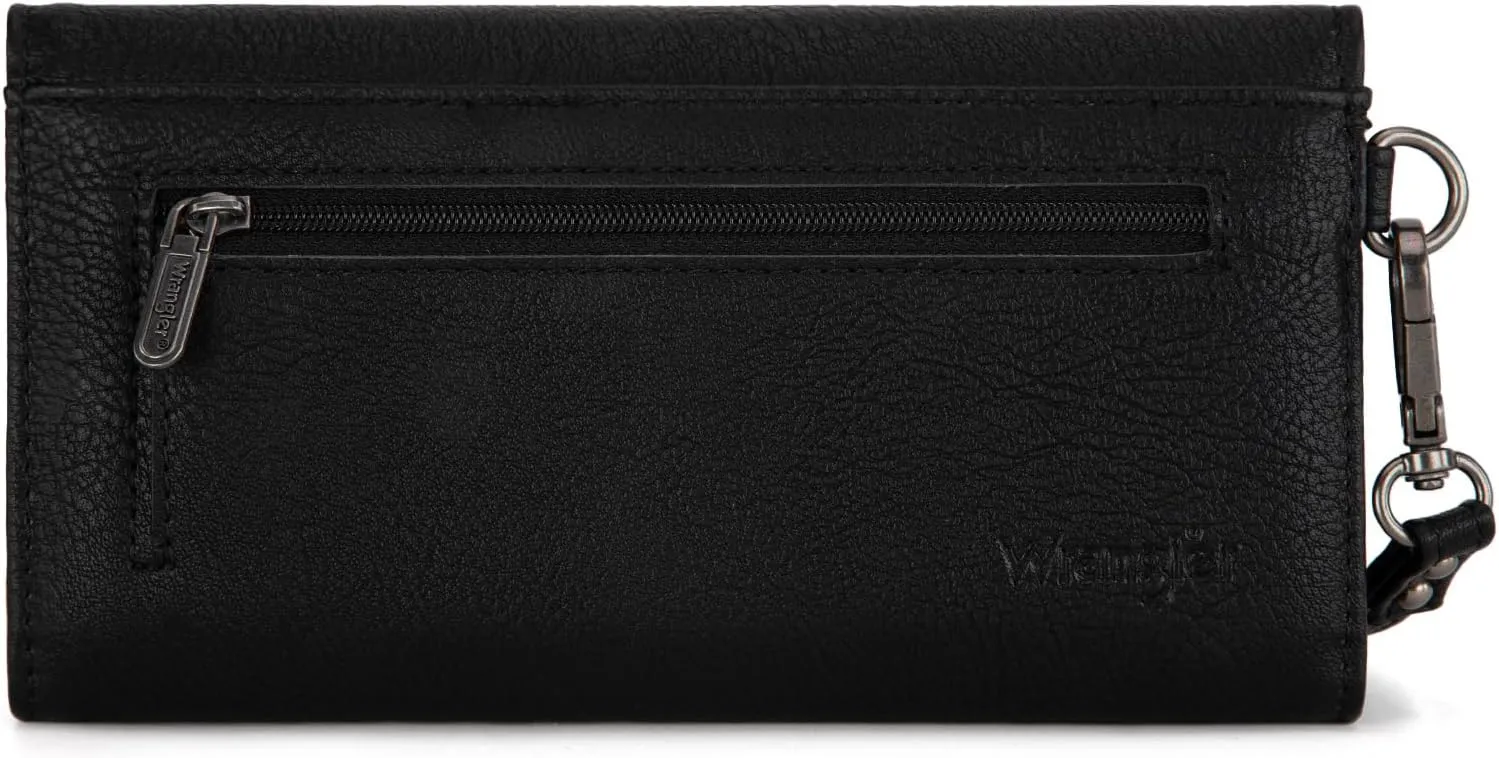 Montana West x Wrangler Wallet Women Trifold RFID Wristlet Wallet for Women Clutch Purse with Card Holder