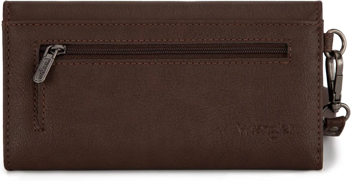 Montana West x Wrangler Wallet Women Trifold RFID Wristlet Wallet for Women Clutch Purse with Card Holder