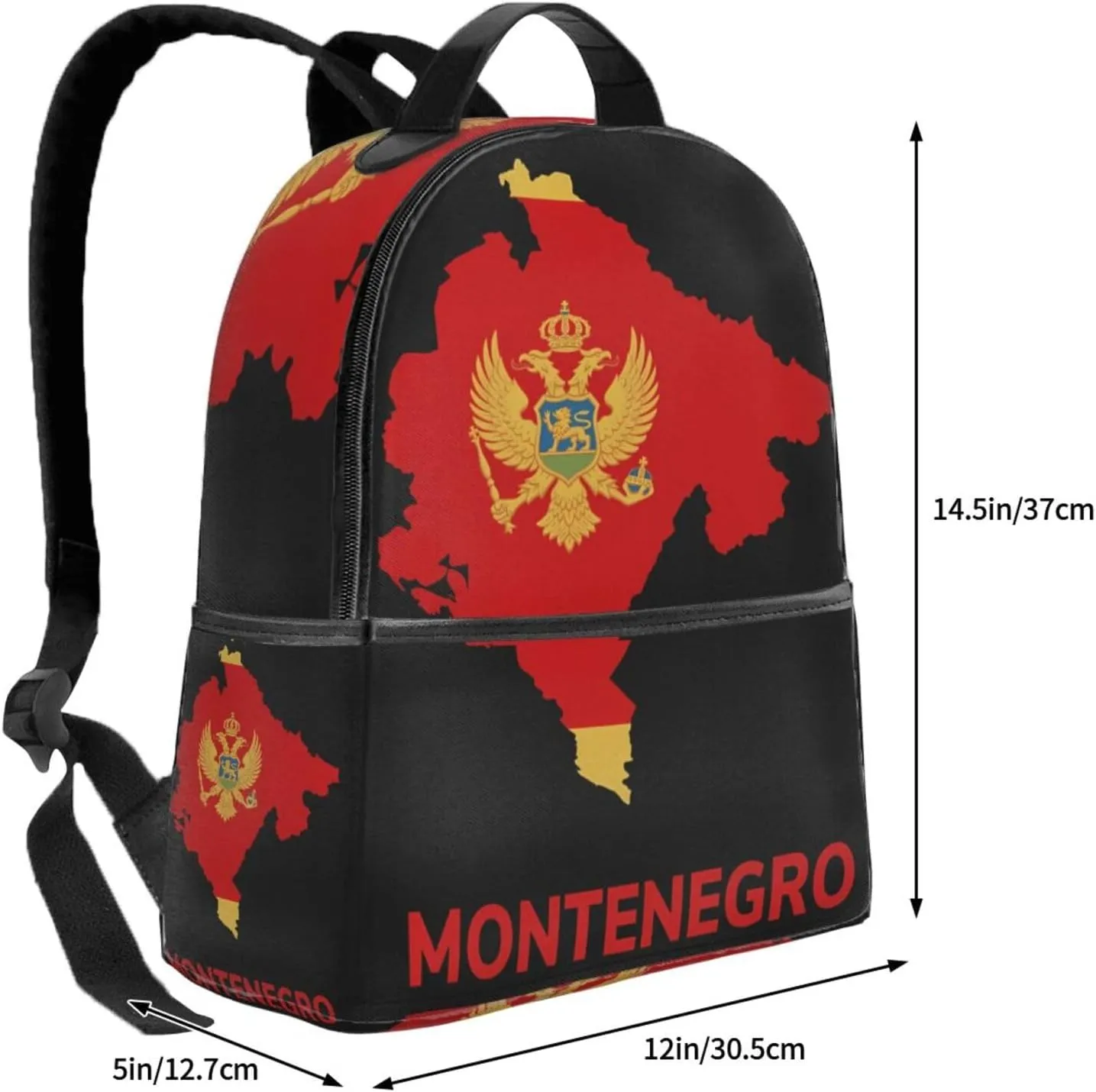 Montenegro Map Flag Casual Backpacks Laptop Backpack Carry-on Daypack Sports Travel Rucksack Lightweight Working Bag for Outdoor Hiking Cycling Walking