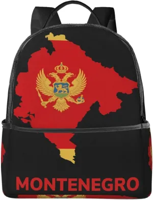 Montenegro Map Flag Casual Backpacks Laptop Backpack Carry-on Daypack Sports Travel Rucksack Lightweight Working Bag for Outdoor Hiking Cycling Walking