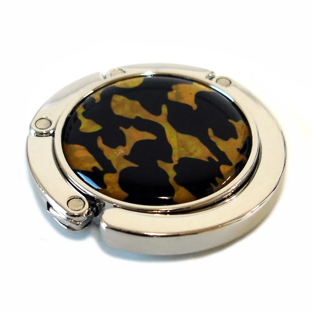 Mother of Pearl Tiger Skin Foldable Table Purse Caddy Handbag Holder Hanger Hook Gift
