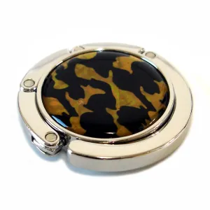 Mother of Pearl Tiger Skin Foldable Table Purse Caddy Handbag Holder Hanger Hook Gift