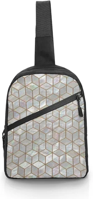 Mother Pearl Tiles Folding Chest Bag with Multiple Pockets Lightweight And Durable Design