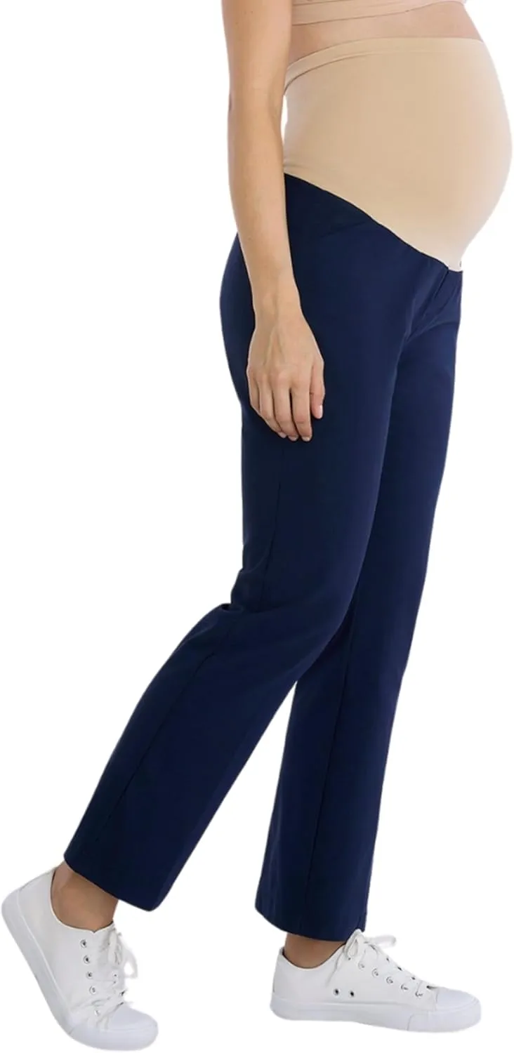 Motherhood Maternity Women's Super Stretch Secret Fit Over The Belly Ankle Straight Leg Pregnancy Dress Pants for Work