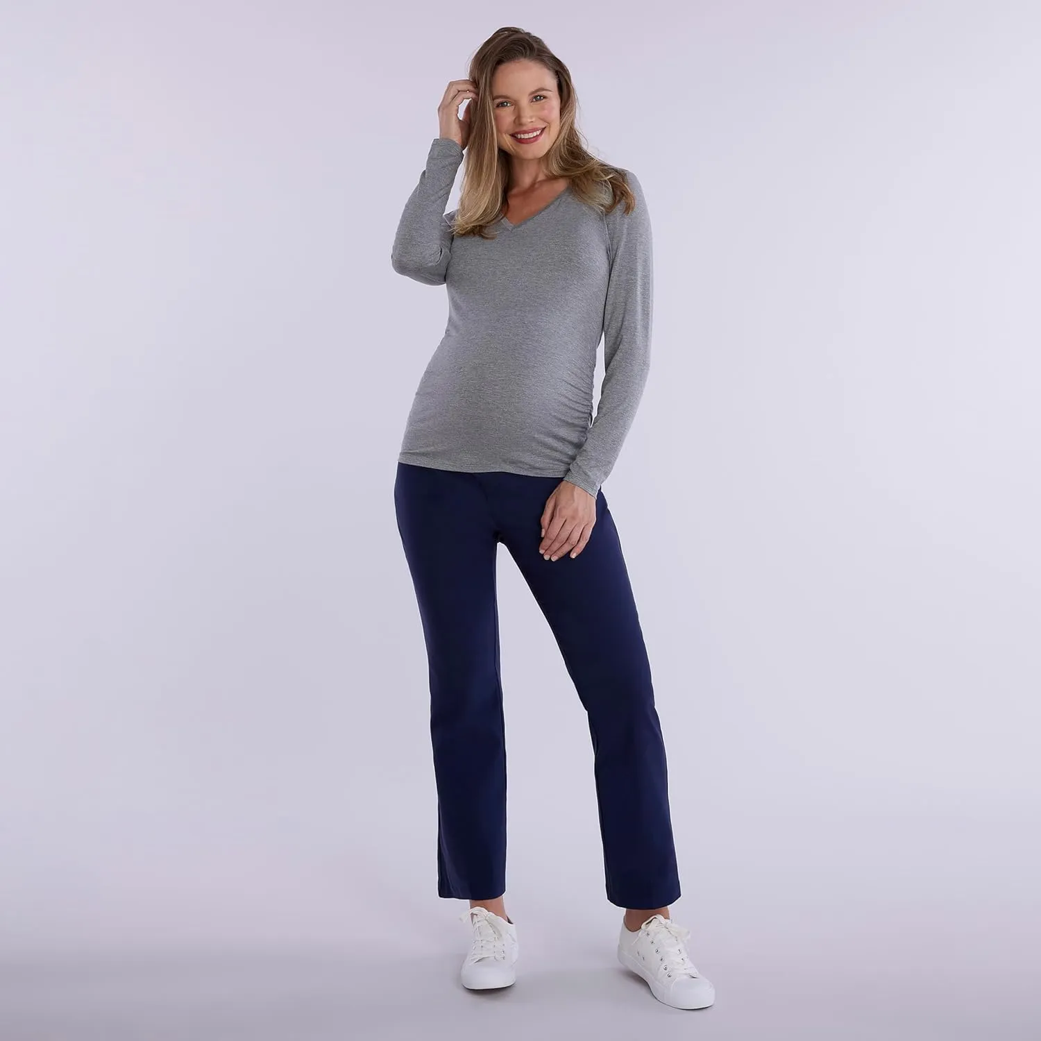 Motherhood Maternity Women's Super Stretch Secret Fit Over The Belly Ankle Straight Leg Pregnancy Dress Pants for Work