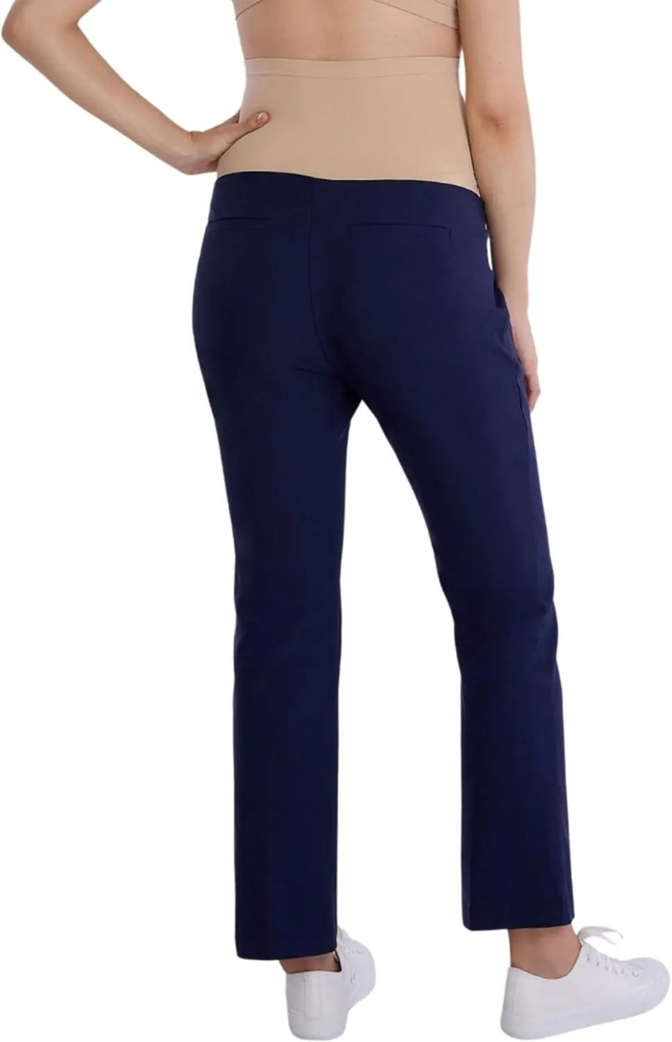 Motherhood Maternity Women's Super Stretch Secret Fit Over The Belly Ankle Straight Leg Pregnancy Dress Pants for Work