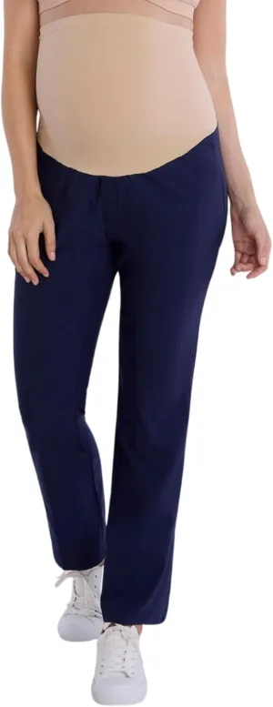 Motherhood Maternity Women's Super Stretch Secret Fit Over The Belly Ankle Straight Leg Pregnancy Dress Pants for Work