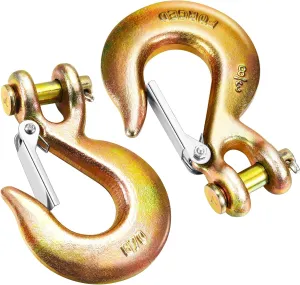 Moxweyeni 2Pack 3/8 Clevis Slip Hook with Safety Latch, Heavy Duty Forged G70 Steel Chain for Deck Hauler Receiver Hitches Trailer Wiring, Winch, Tow, and Chain Hook