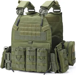 MOZETO Tactical Military Airsoft Weighted Quick Release Adjustable Modular Vest
