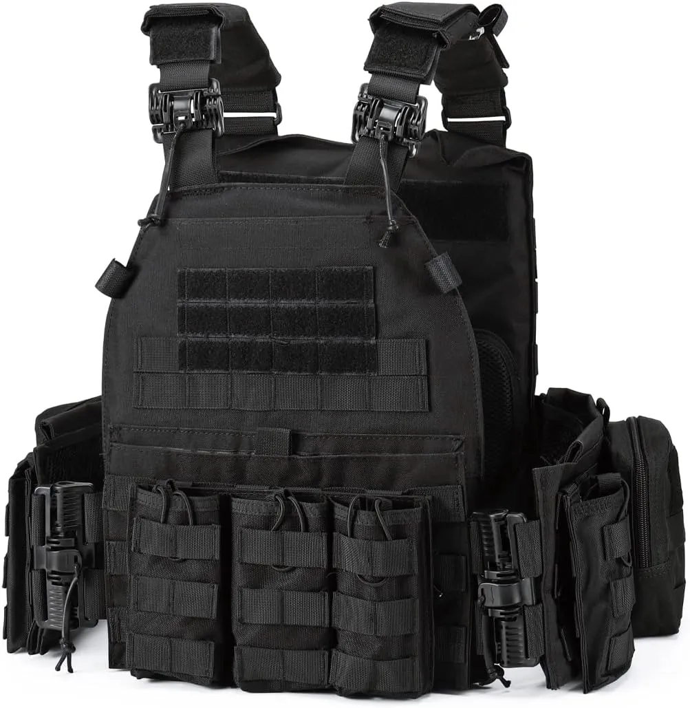 MOZETO Tactical Military Airsoft Weighted Quick Release Adjustable Modular Vest