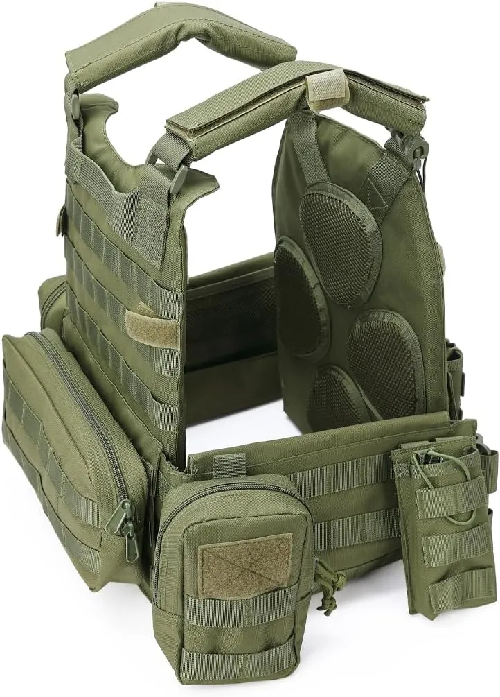 MOZETO Tactical Military Airsoft Weighted Quick Release Adjustable Modular Vest