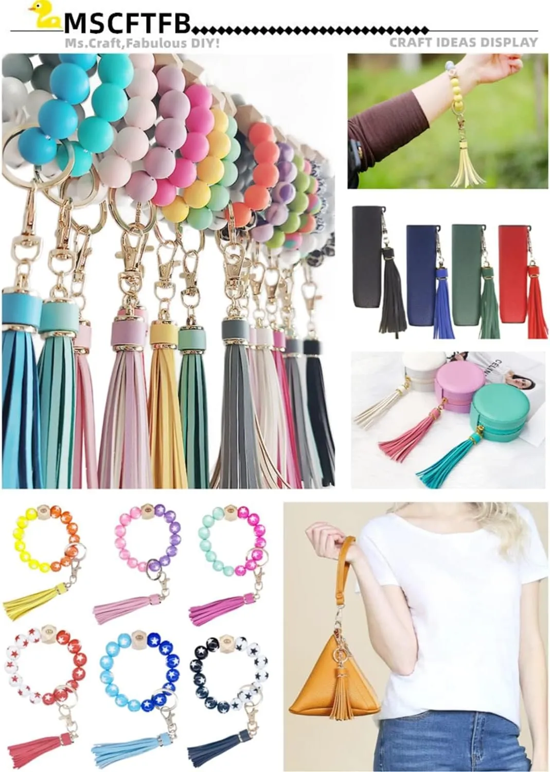 MSCFTFB 10pcs Tassel Purse Charm,Leather Keychain,Key Chain for Car Keyring Purse Accessory Bag Charm Gift for Mom(Chocolate)