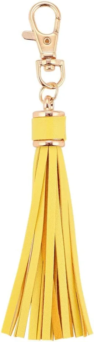MSCFTFB 10pcs Tassel Purse Charm,Leather Keychain,Key Chain for Car Keyring Purse Accessory Bag Charm Gift for Mom(Yellow)
