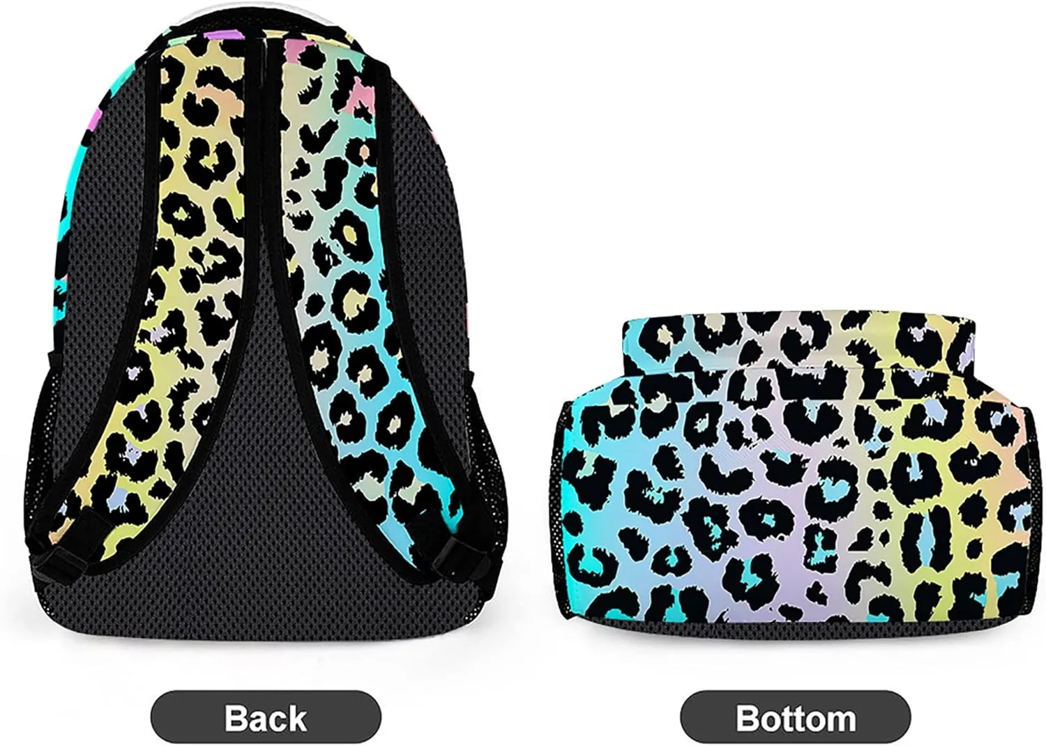 Multi-Colored Leopard Backpack, Lightweight Durable Laptop Bag 3D Printed Daypack with Multiple Pockets, Stylish Shoulders Backpack (Colorful Leopard)