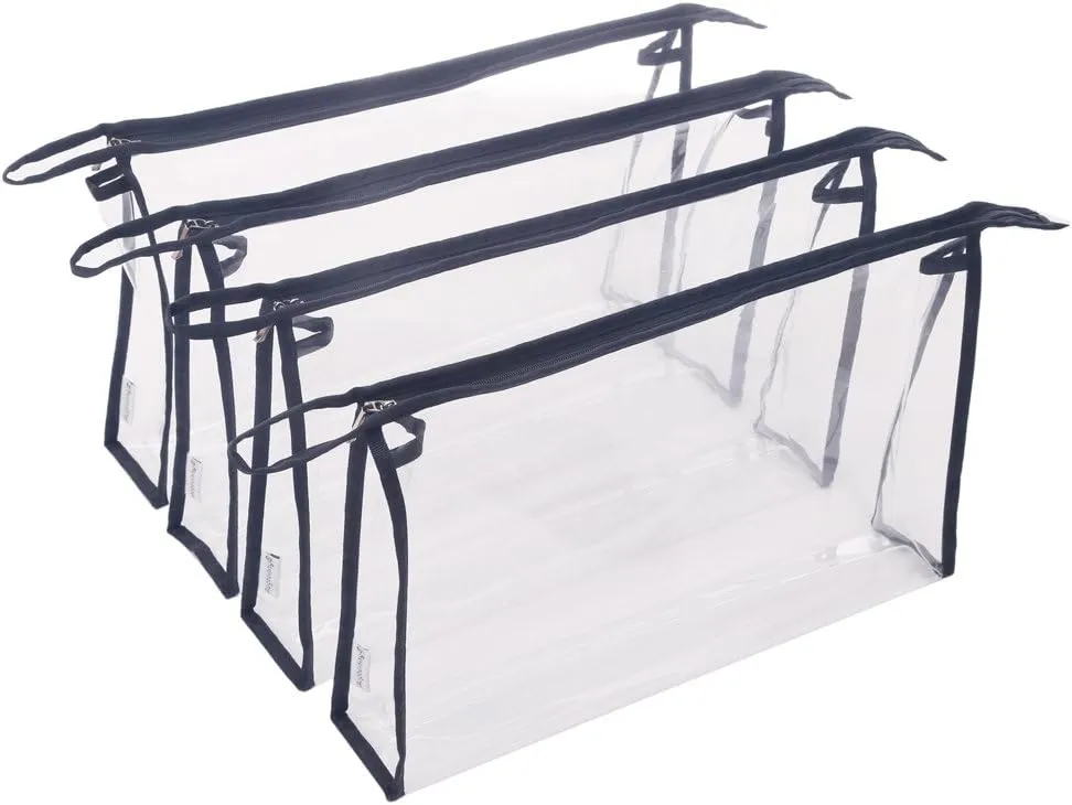 Multi-Purpose Waterproof Clear Vinyl Zippered Organizer Toiletry Cosmetics Makeup Bag Pouch 4-Pack