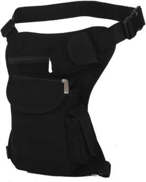 Multifunctional Leg Bag for Outdoor Sports Portable Canvas Waist Pack with Multiple Pockets for Hiking Camping and Travel Black