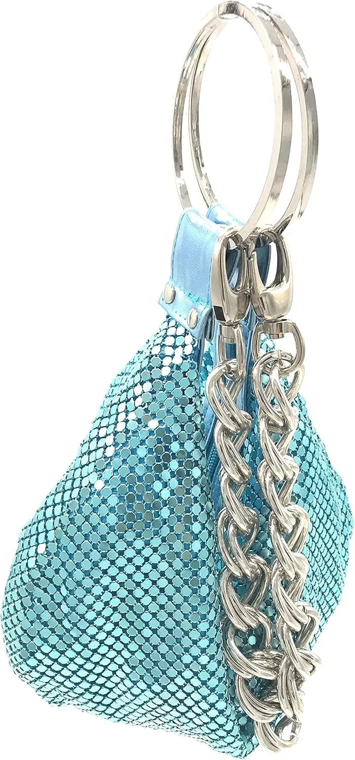 Multiways clutch metal mesh hobo bag evening purse for Cocktail Party Prom Wedding Banquet