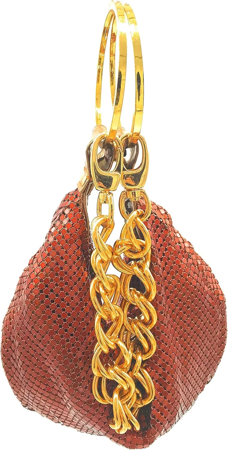 Multiways clutch metal mesh hobo bag evening purse for Cocktail Party Prom Wedding Banquet